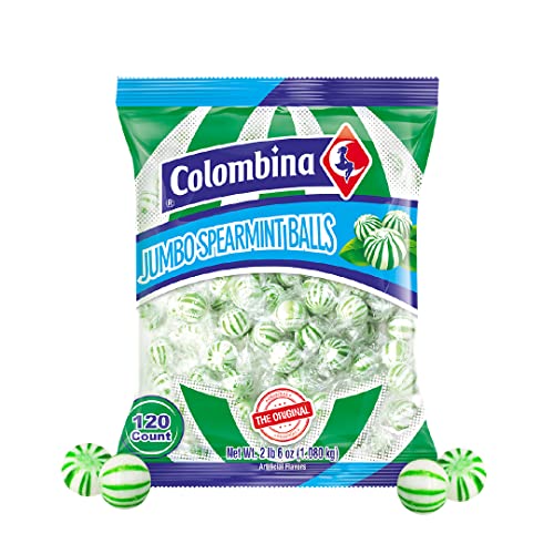 Jumbo Mint Balls, Red & White Peppermint Hard Candy Balls, Individually Wrapped (120 Count - 1 Pack) Y487