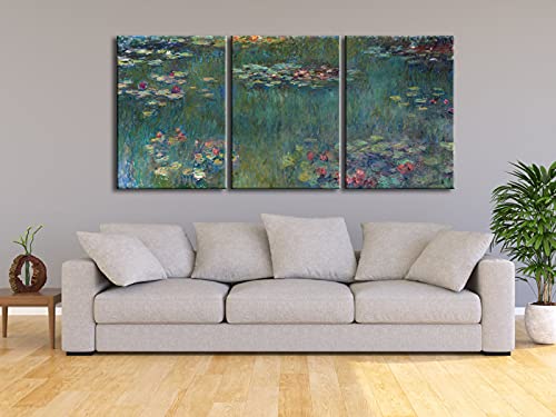 3 Panels Framed Canvas Wall Art Water Lilies B55397
