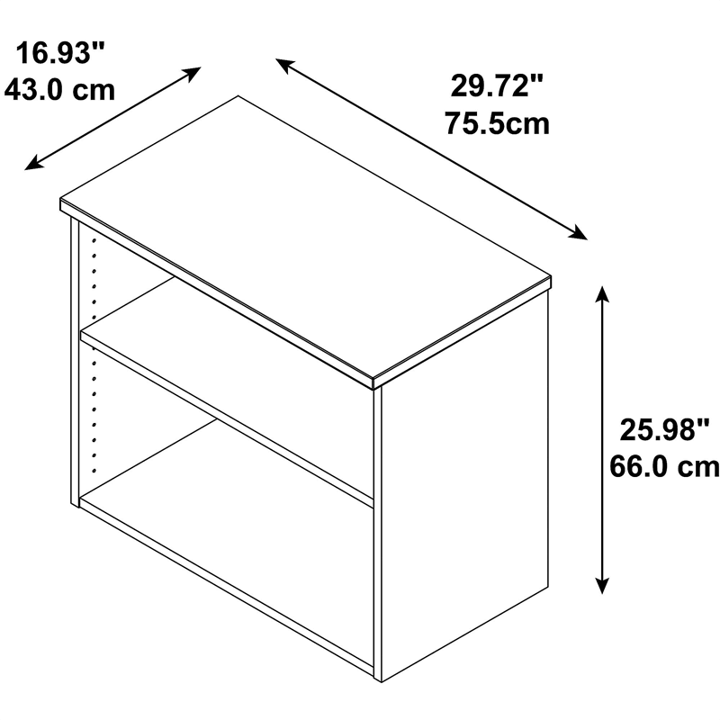 White 2 Shelf Bookcase L487