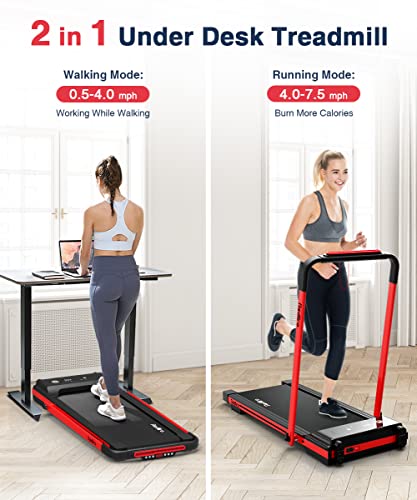Under Desk Treadmill, 2 in 1 Motorized Portable Foldable Walking Pad with Remote Control Q477670