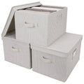 Canvas Storage Bins with Lids and Handles, 3-Pack F38797