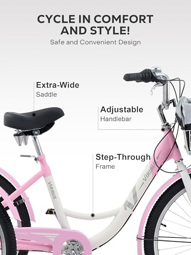 7 Speed Adult Tricycle with Front & Rear Removable Wheeled Baskets, 24 26 inch E27572