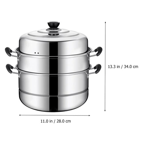 1pc Stainless Steel Three Layers Steamer Pot W950