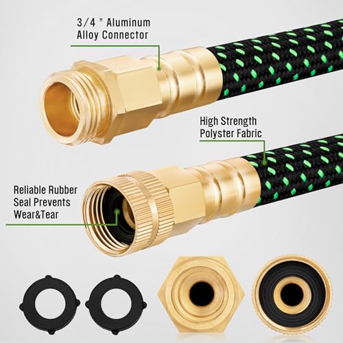 50ft Non Expandable Water Hose with 8 Watering Spray Nozzle Q339361