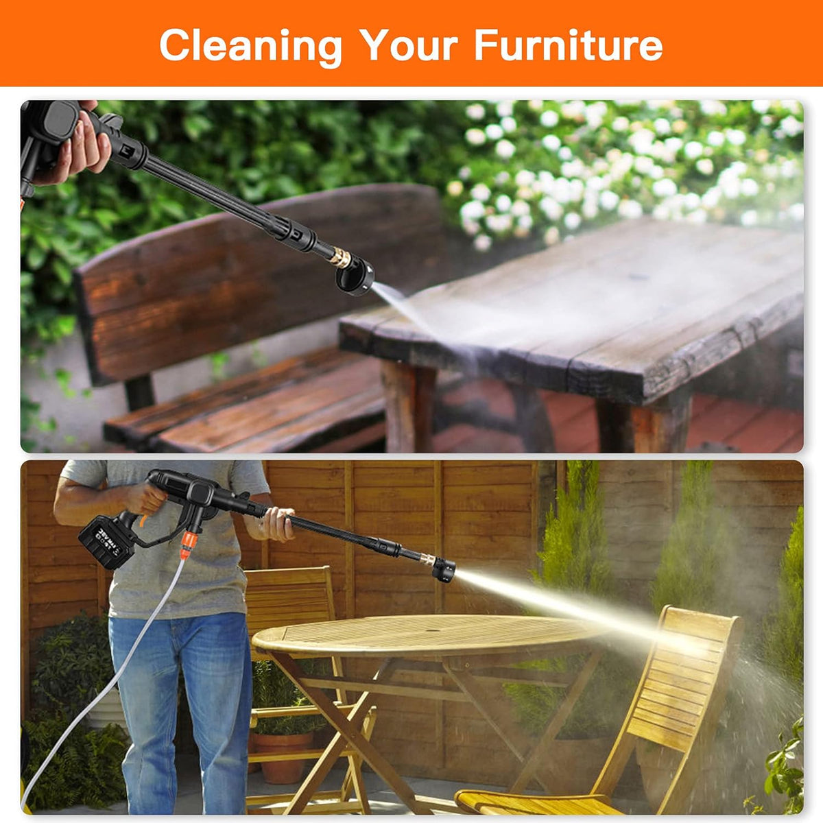Cordless Pressure Washer with 5-in-1 Spray Nozzle H9777