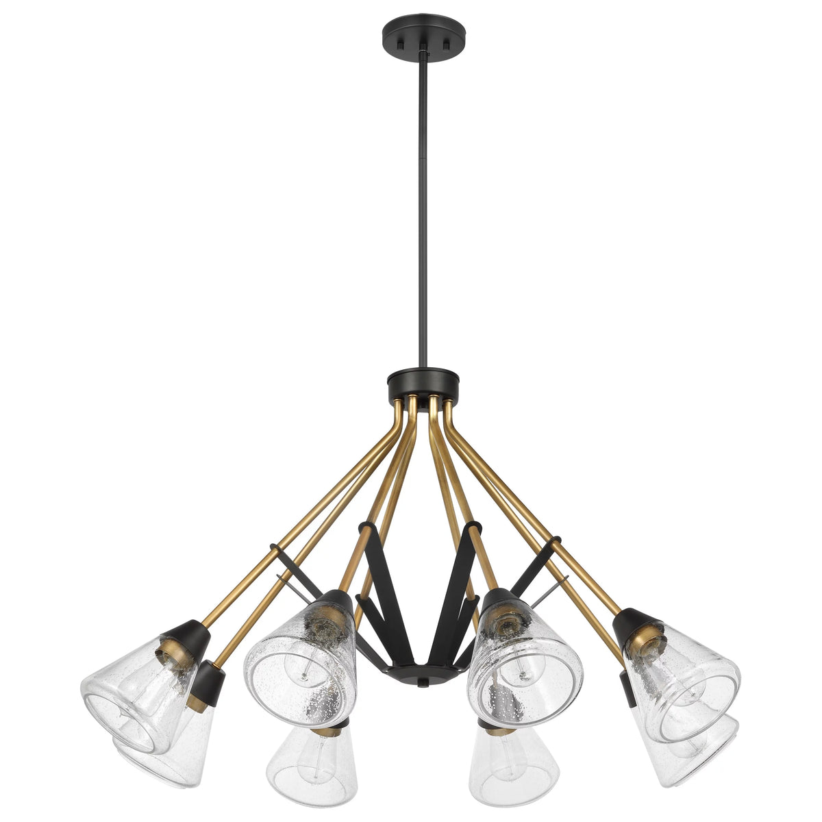 Matte Black 8 Light Chandelier with Clear Seeded Glass F1463