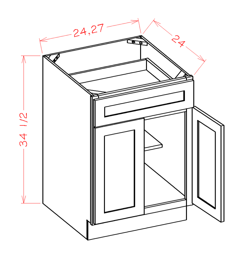 Grey 2 Doors 1 Drawer 1 Shelf Base Cabinet K1871