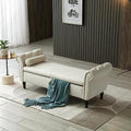 Grey Button Tufted Velvet Upholstered Storage Bench Ottoman with Pillow T985