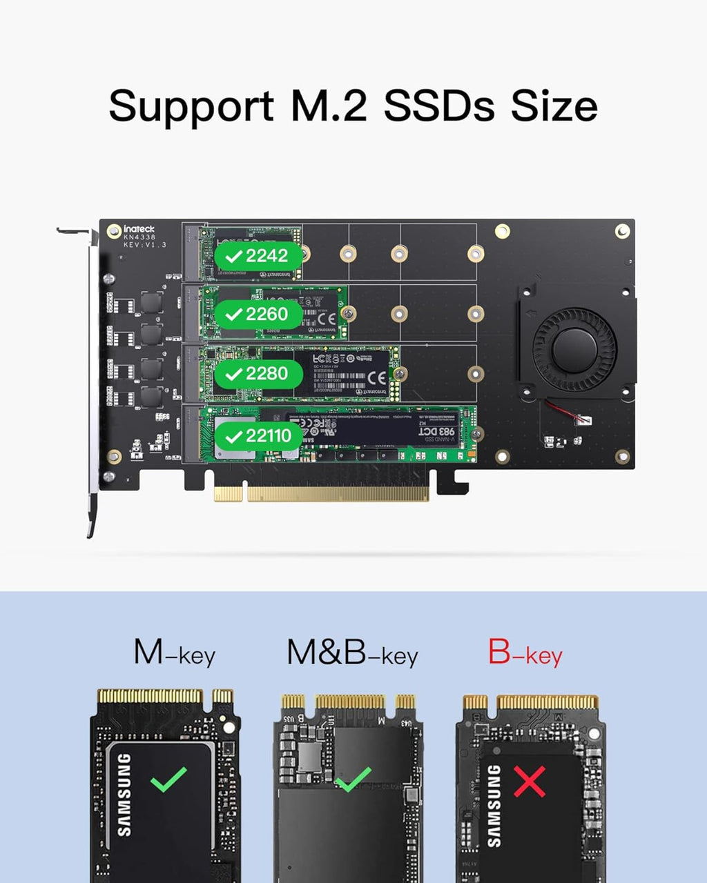 PCIe x16 to M.2 Card with Cooling Fan H52868