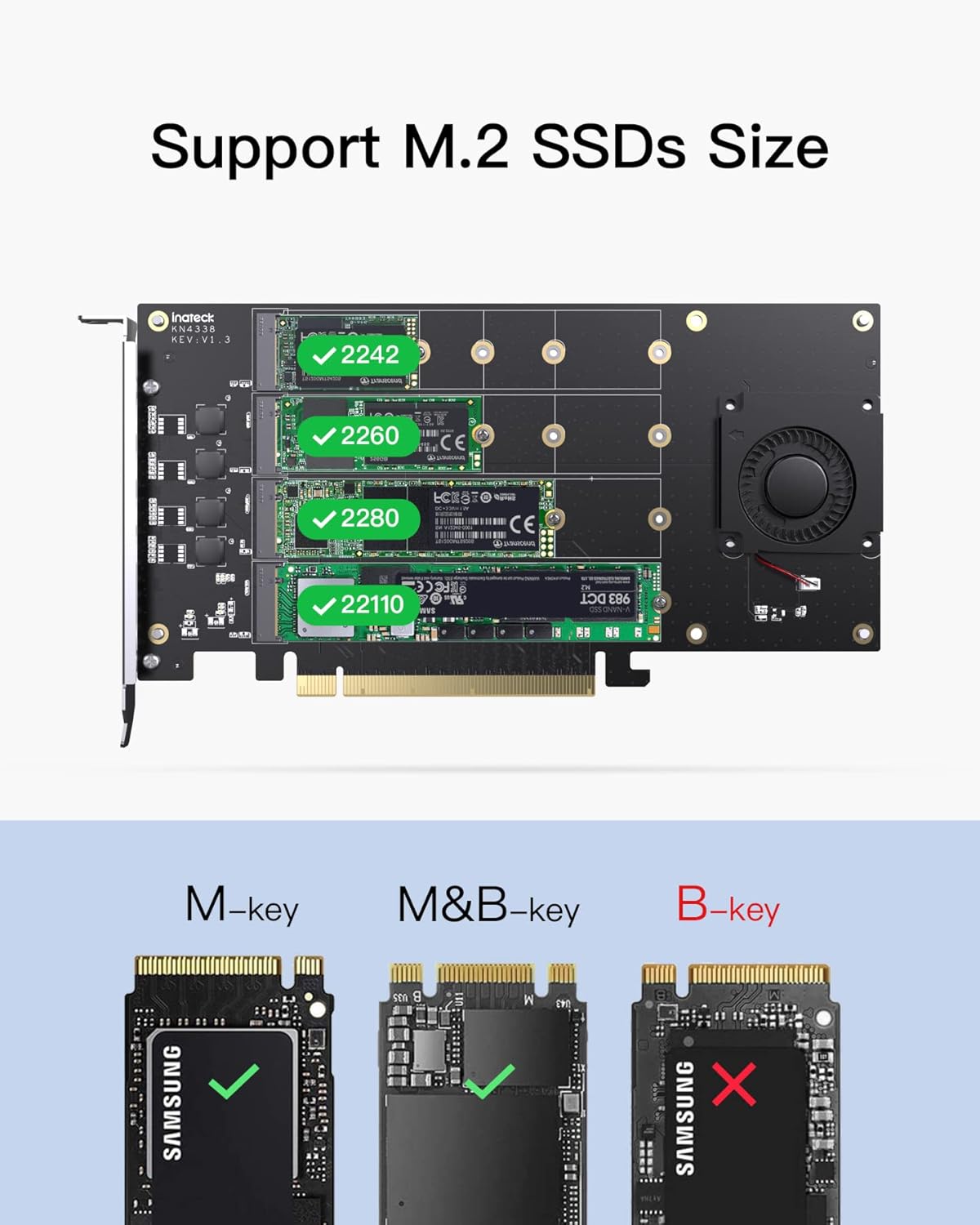 PCIe x16 to M.2 Card with Cooling Fan H52868