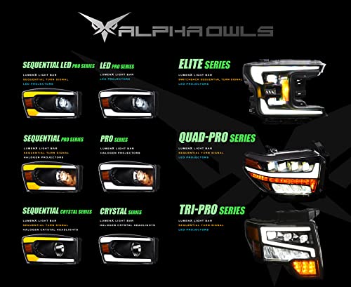 Black Amber Crystal Headlights With White LED Light Bar & Sequential Signal Light J7779