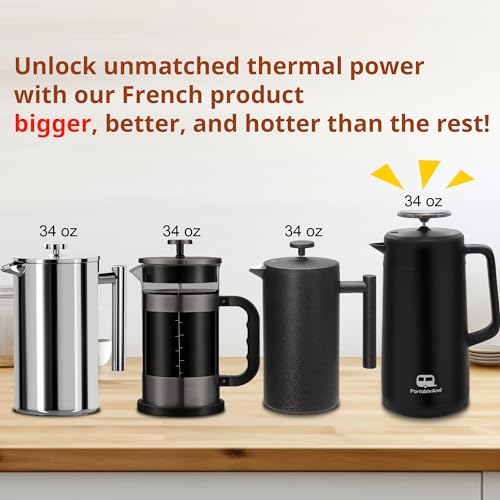 34oz Double Vacuum Insulation Stainless Steel French Press Coffee Maker J5135