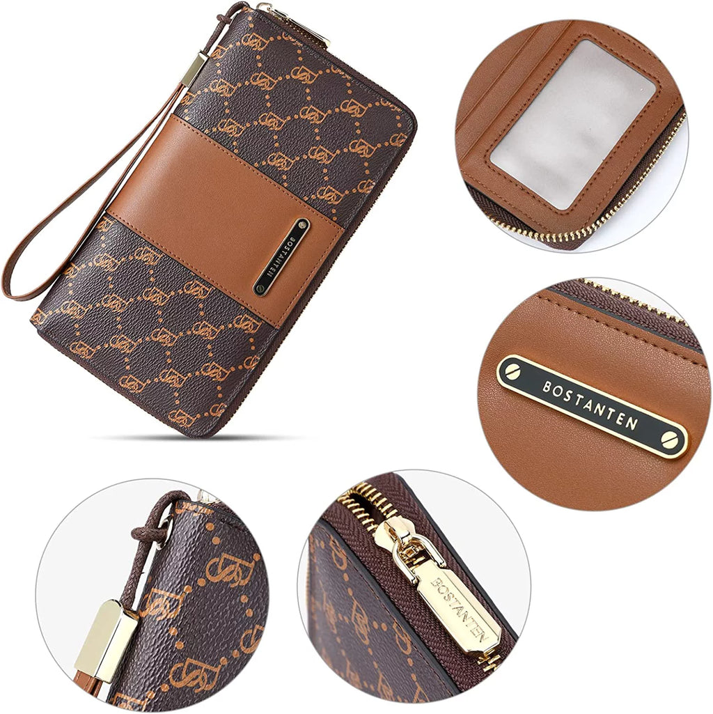 Leather Zip Around Credit Card Holder Wristlet Clutch W36656