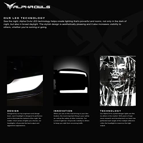 Black Amber Crystal Headlights With White LED Light Bar & Sequential Signal Light J7779