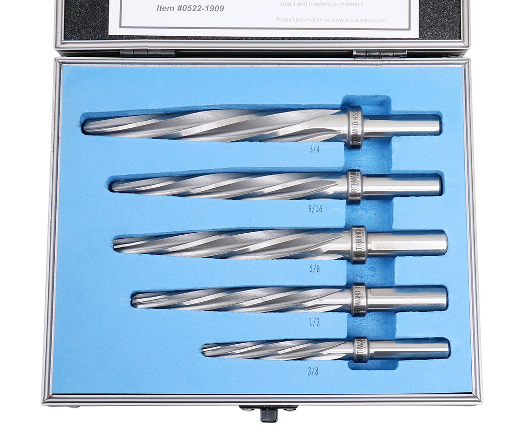 5 Pc H.S.S. Spiral Flute Car Reamer Set with Aluminum Case U552016