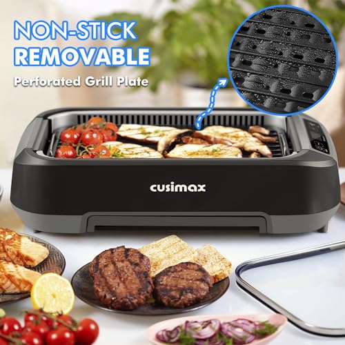 1500W Smokeless Indoor Grill with Lid, Non-stick Removable Grill Plate W192