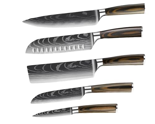 Set of 5 Damascus Steel Chef Knife B282656