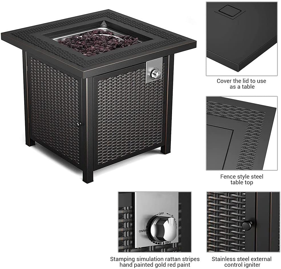 28 Inch 50,000 BTU Auto-Ignition Propane Fire Pit Table Y819178