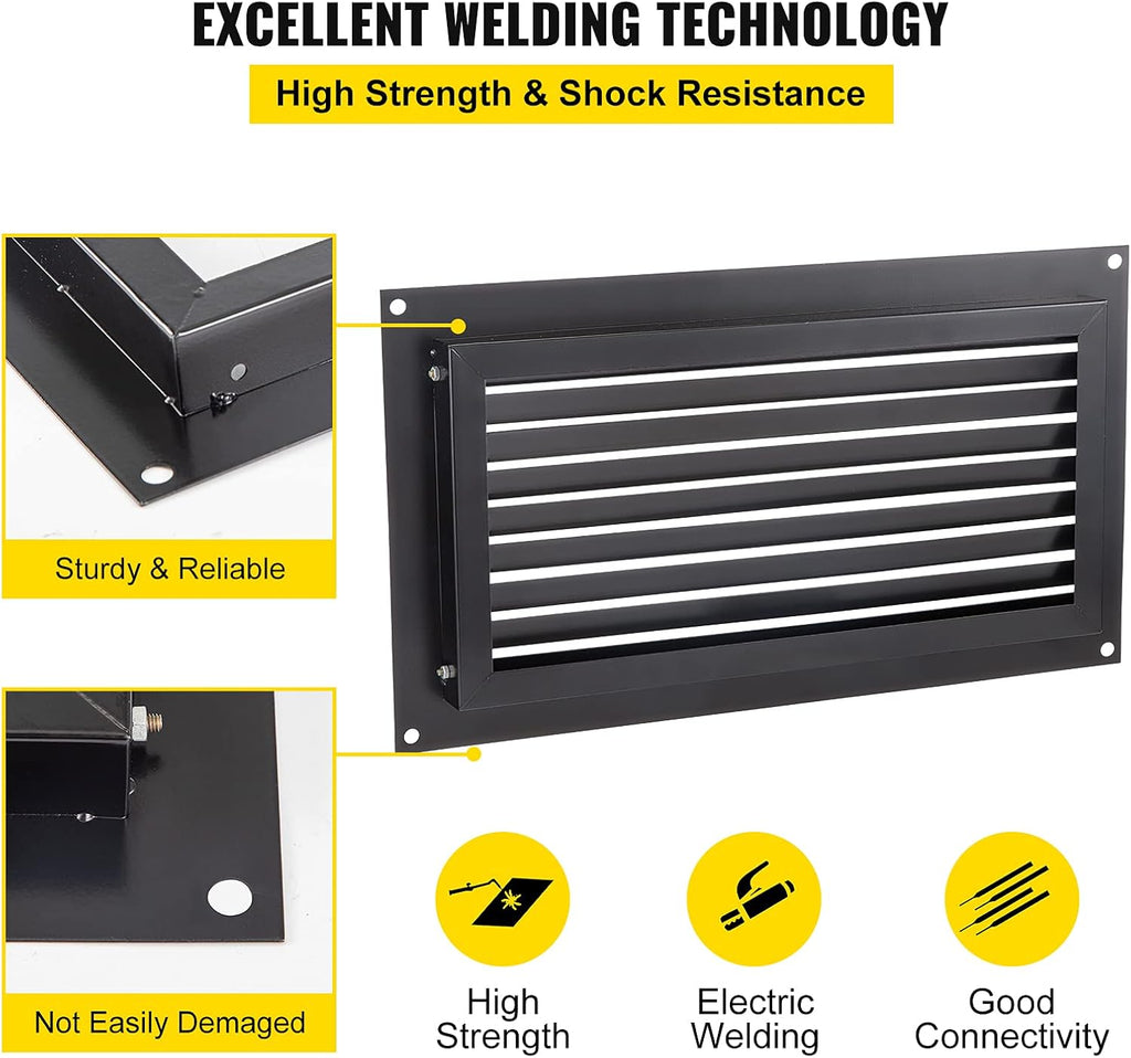 Black 8" x 16" Wall Mounted Flood Vent Q321075