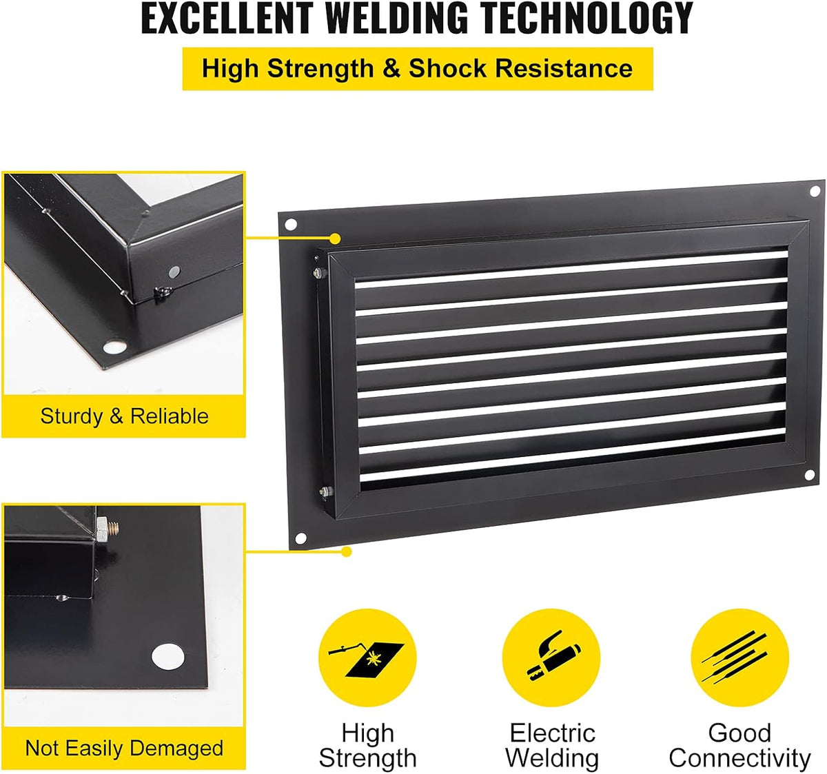 Black 8" x 16" Wall Mounted Flood Vent Q321075