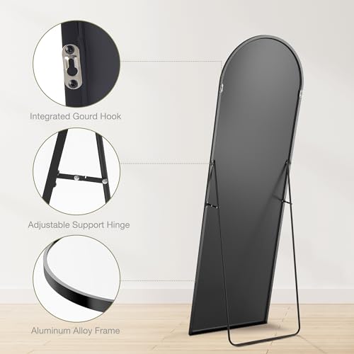 64"x21" Arched Full Length Mirror with Aluminum Alloy Thin Frame R699