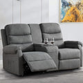 Grey Manual Reclining Loveseat Sofa 2 Seater with Cup Holders O70618