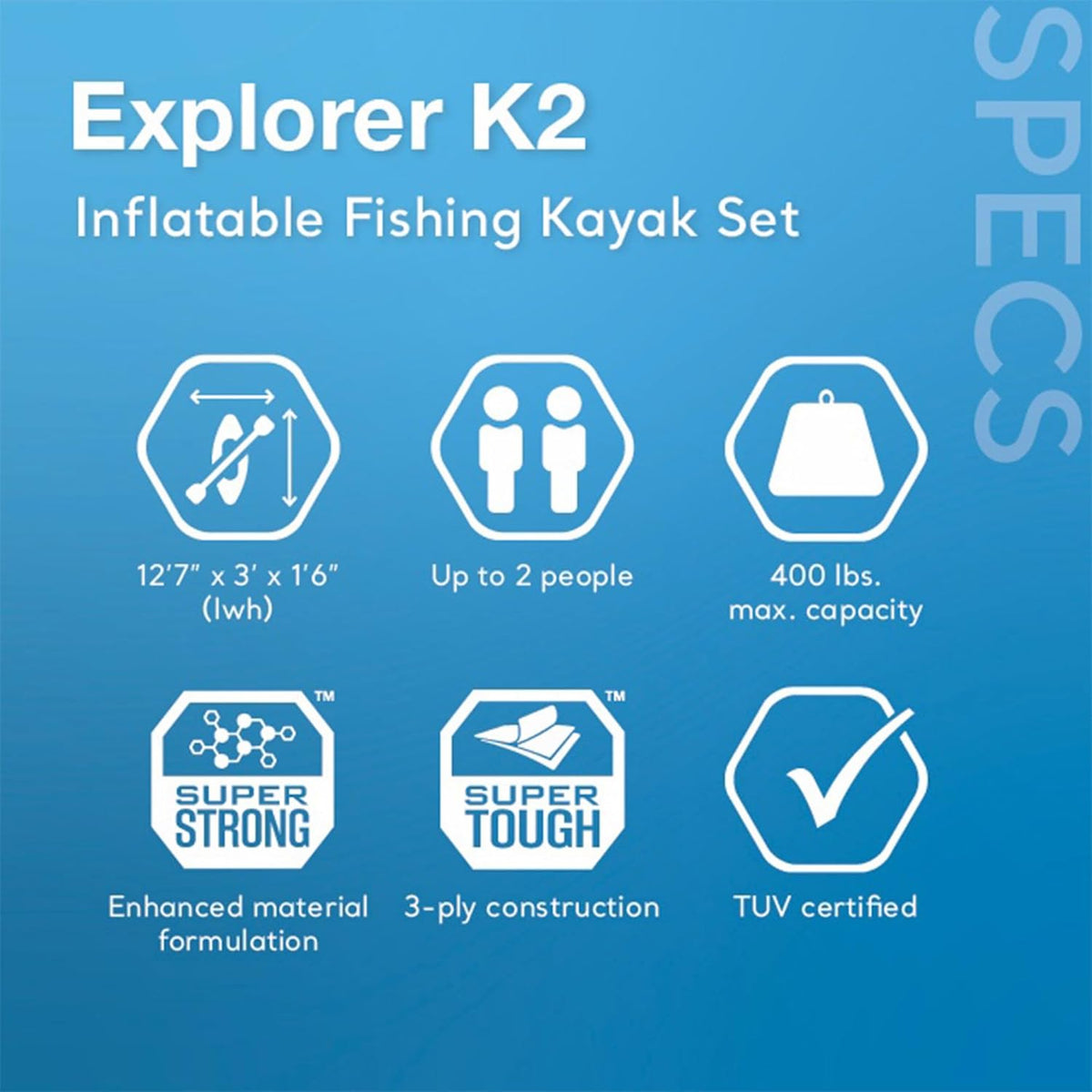 Inflatable Kayak Set with Paddles and Pump – 2-Person – 400lb Weight Capacity G358