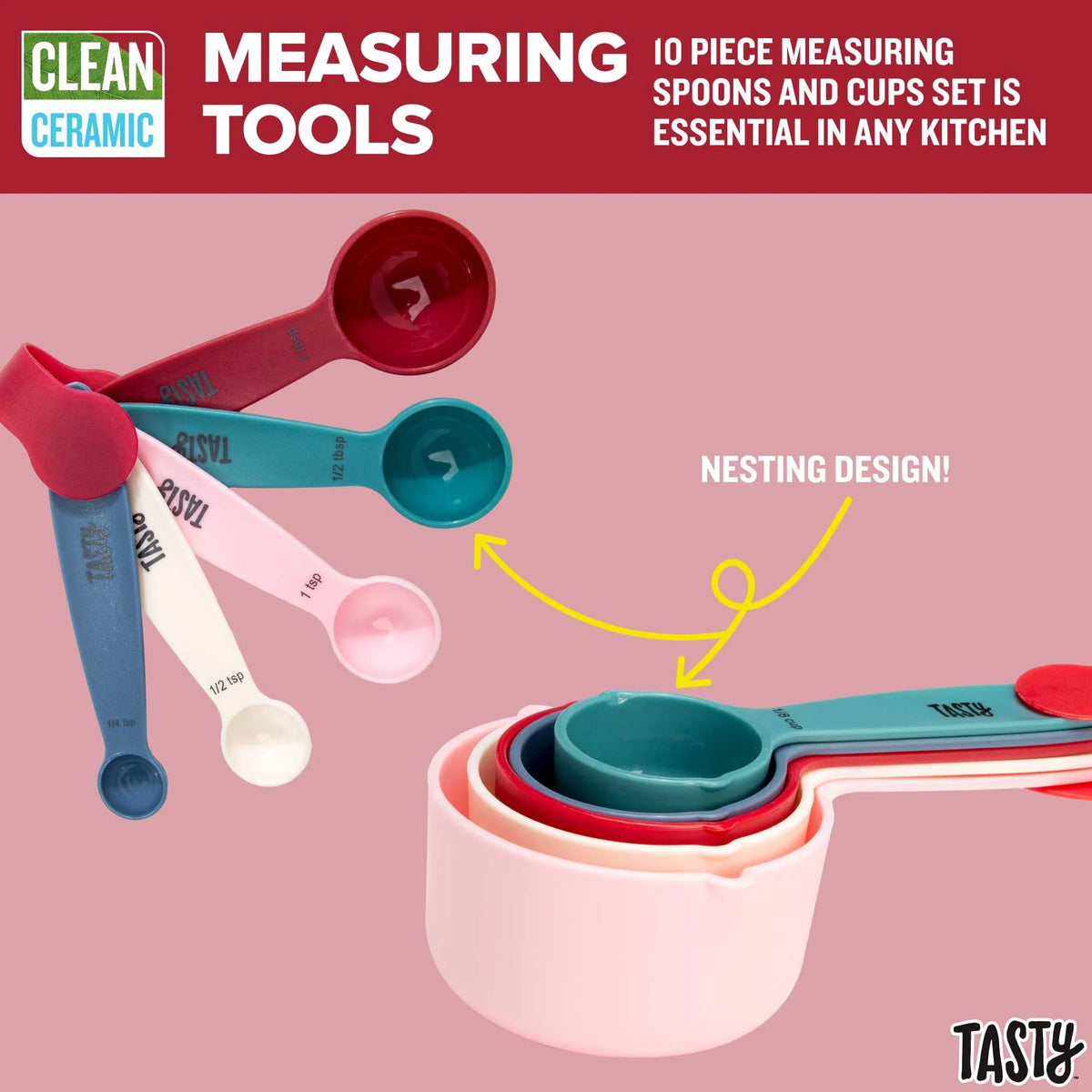 23 Piece Non-Stick Red Ceramic Aluminum Cookware Set N56420