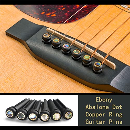 Acoustic Guitar Bone Bridge Saddle with 6pcs Abalone Dot Bridge Pins and Pins Puller S538