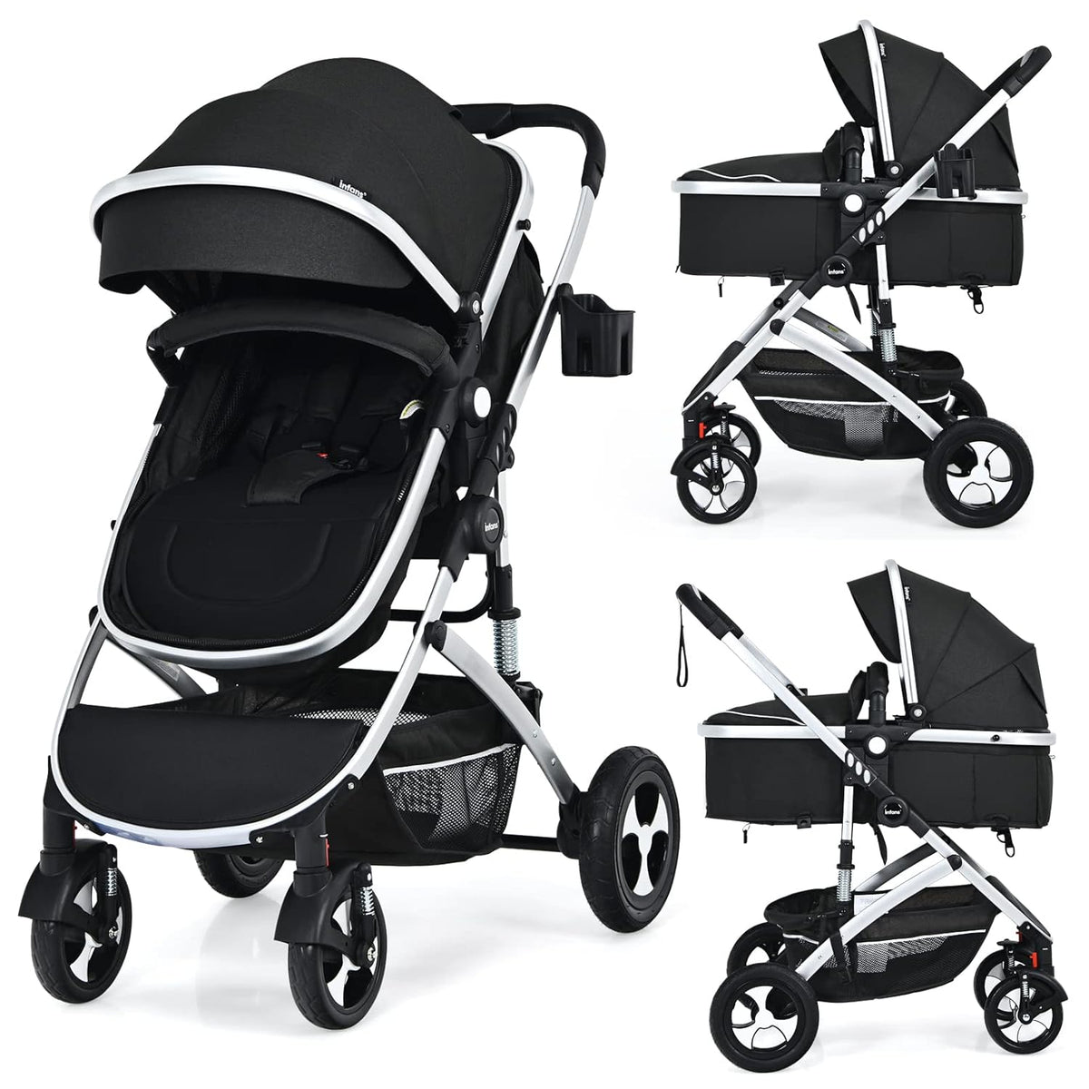 2 in 1 Convertible Reversible Bassinet Stroller with Adjustable Backrest N629