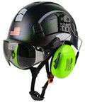 Safety Helmet Hard Hat with Visor and Ear Protection Adjustable Lightweight Vented ABS Work Helmet 6-Point Suspension W8317