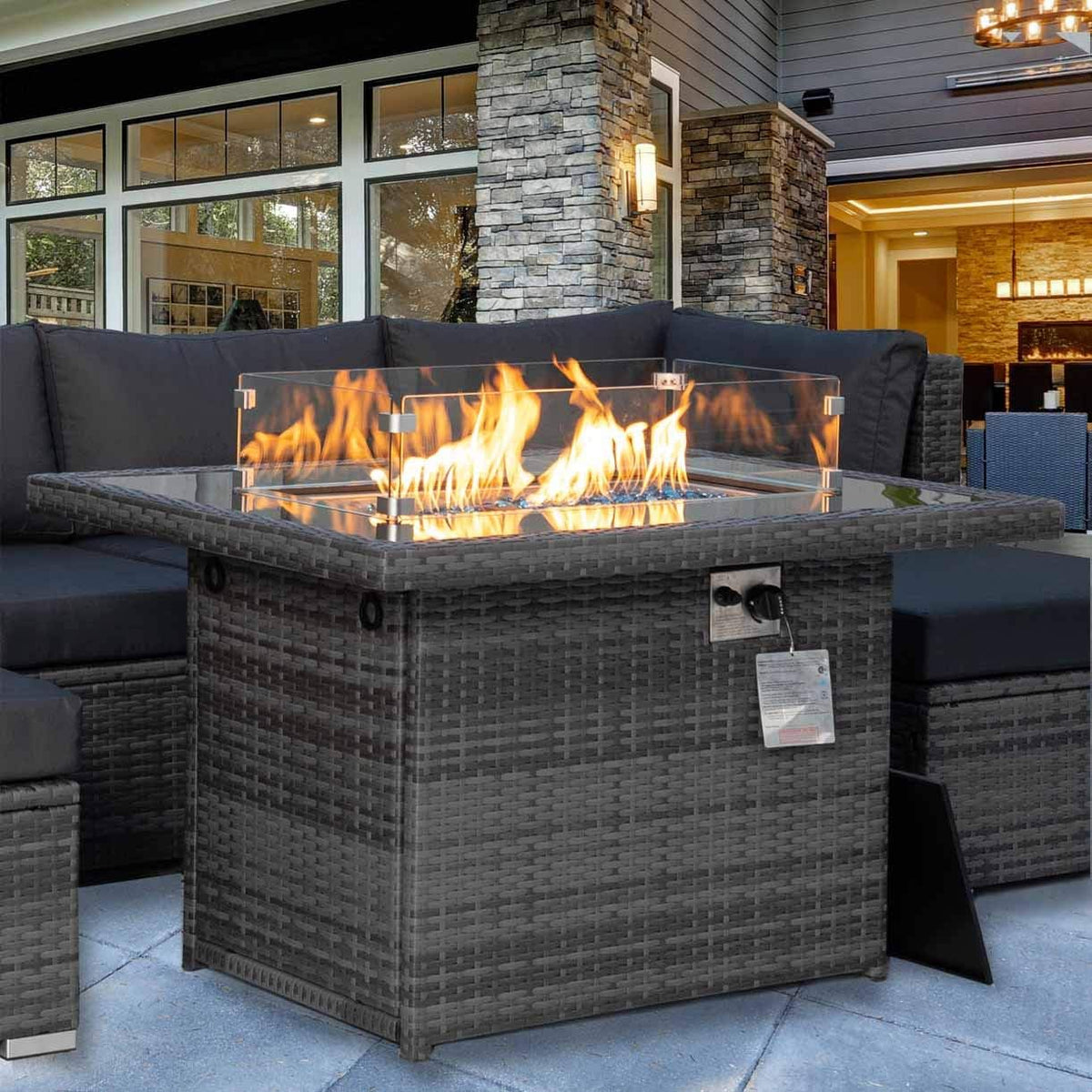 43 Fireplace Table 55,000 BTU Stainless Steel Propane Fire Pit I752