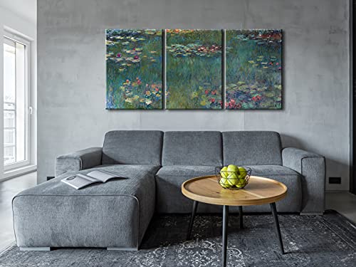 3 Panels Framed Canvas Wall Art Water Lilies B55397
