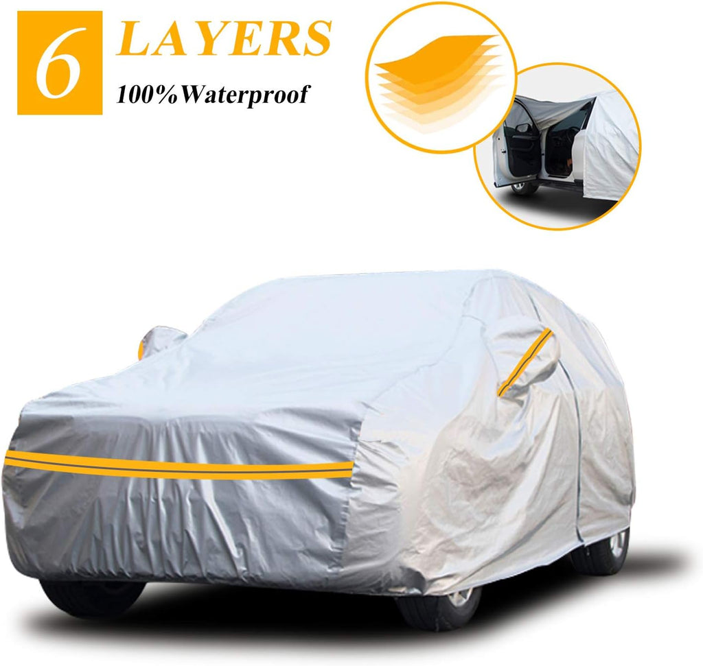 SUV Car Cover Waterproof All Weather 6 Layers with Zipper Cotton H20812