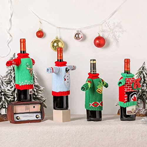 4 Pack Knitted Christmas Wine Bottle Covers M983497