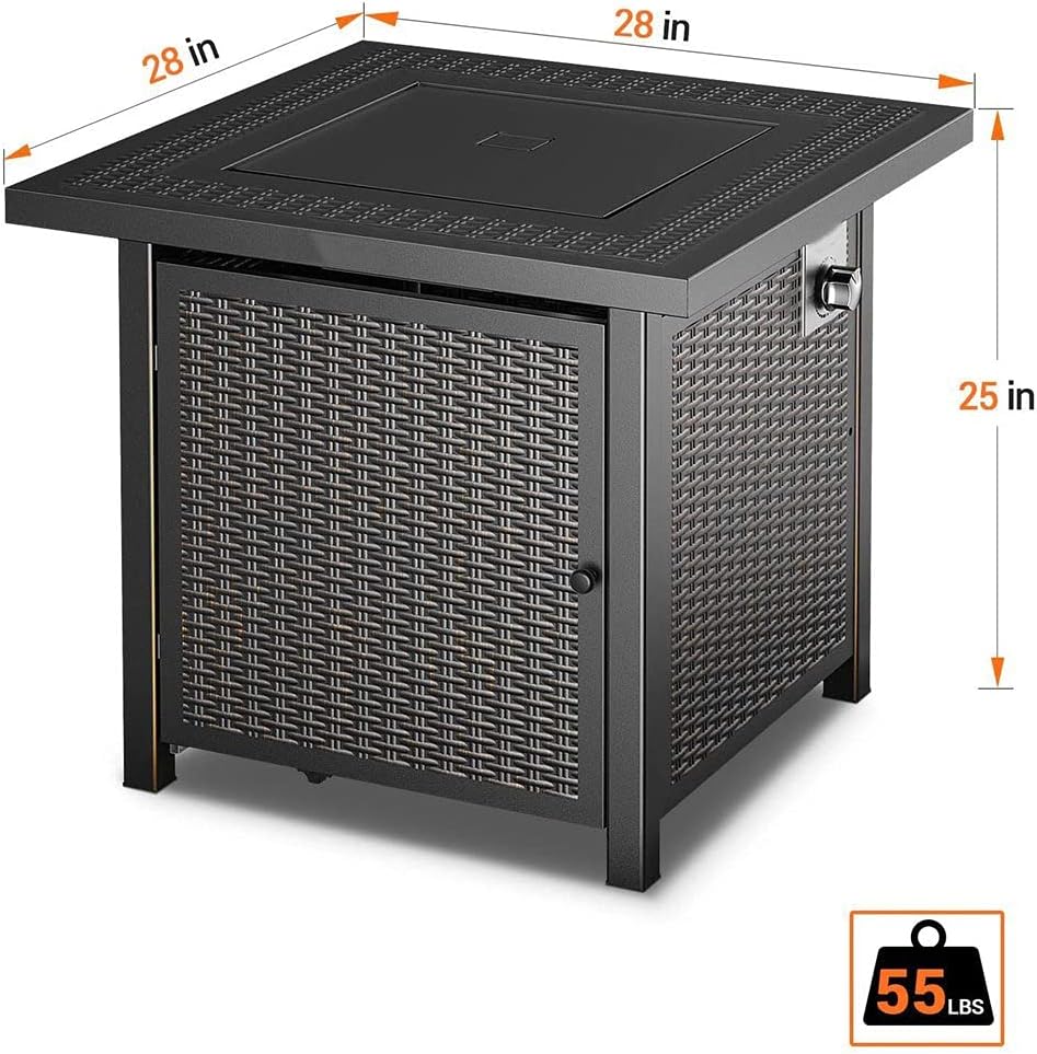 28 Inch 50,000 BTU Auto-Ignition Propane Fire Pit Table Y819178
