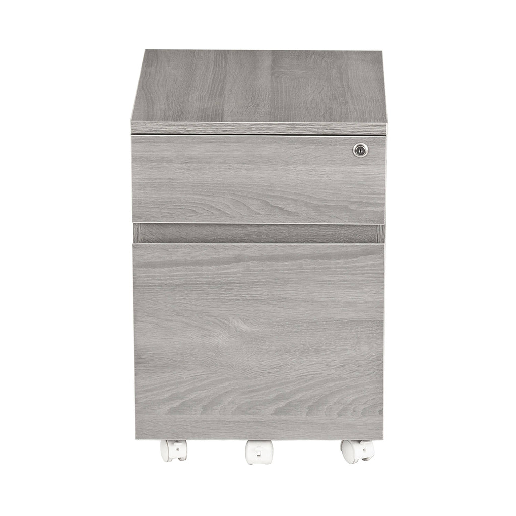 White Rolling Two Drawer Vertical Filing Cabinet with Lock M798