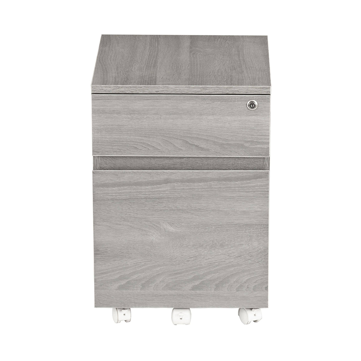 White Rolling Two Drawer Vertical Filing Cabinet with Lock M798