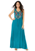 Embroidered Sleeveless Crinkle Dress S49147