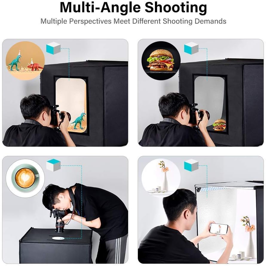 Portable 24 x 24 Inch Photo Studio Light Box with LED Lights and 3 Color Backdrops N76660