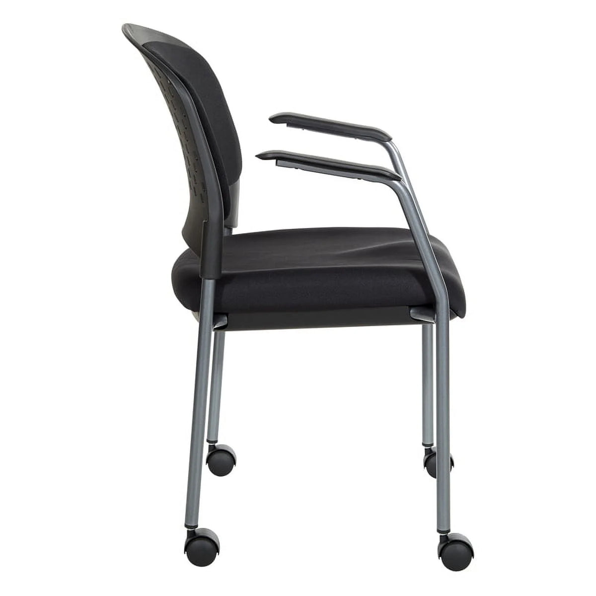 Black Fabric Rolling Visitors Chair with Casters T97837