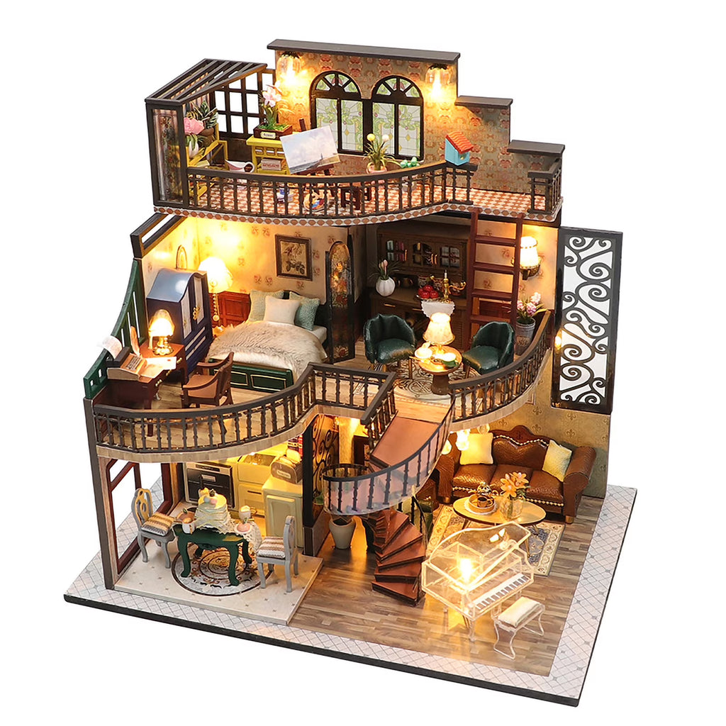 Dream Building Pavilion Dollhouse Miniature DIY House Kit with Furniture O99494