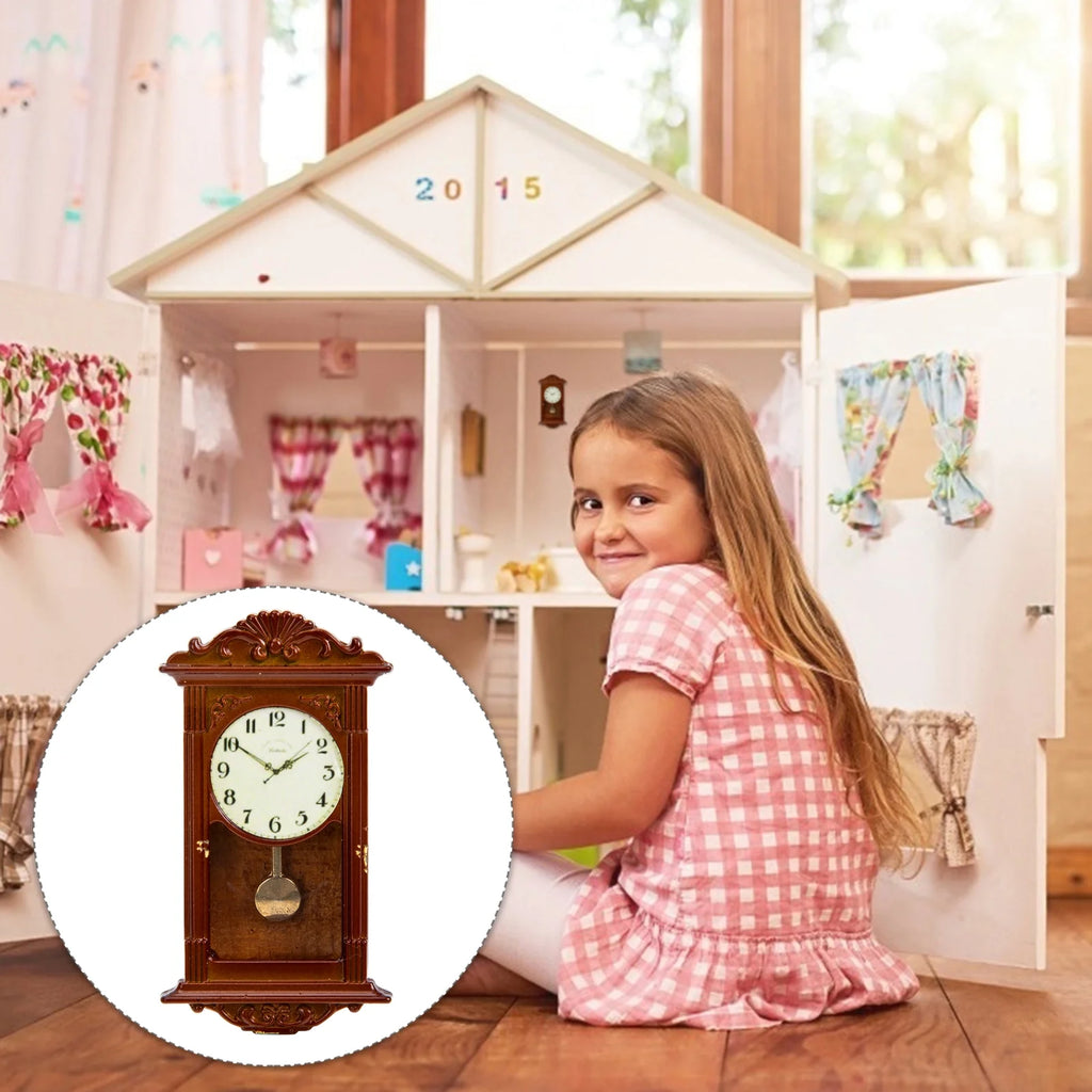 Metal Dollhouse Hanging Clock Toy Doll Furniture M135