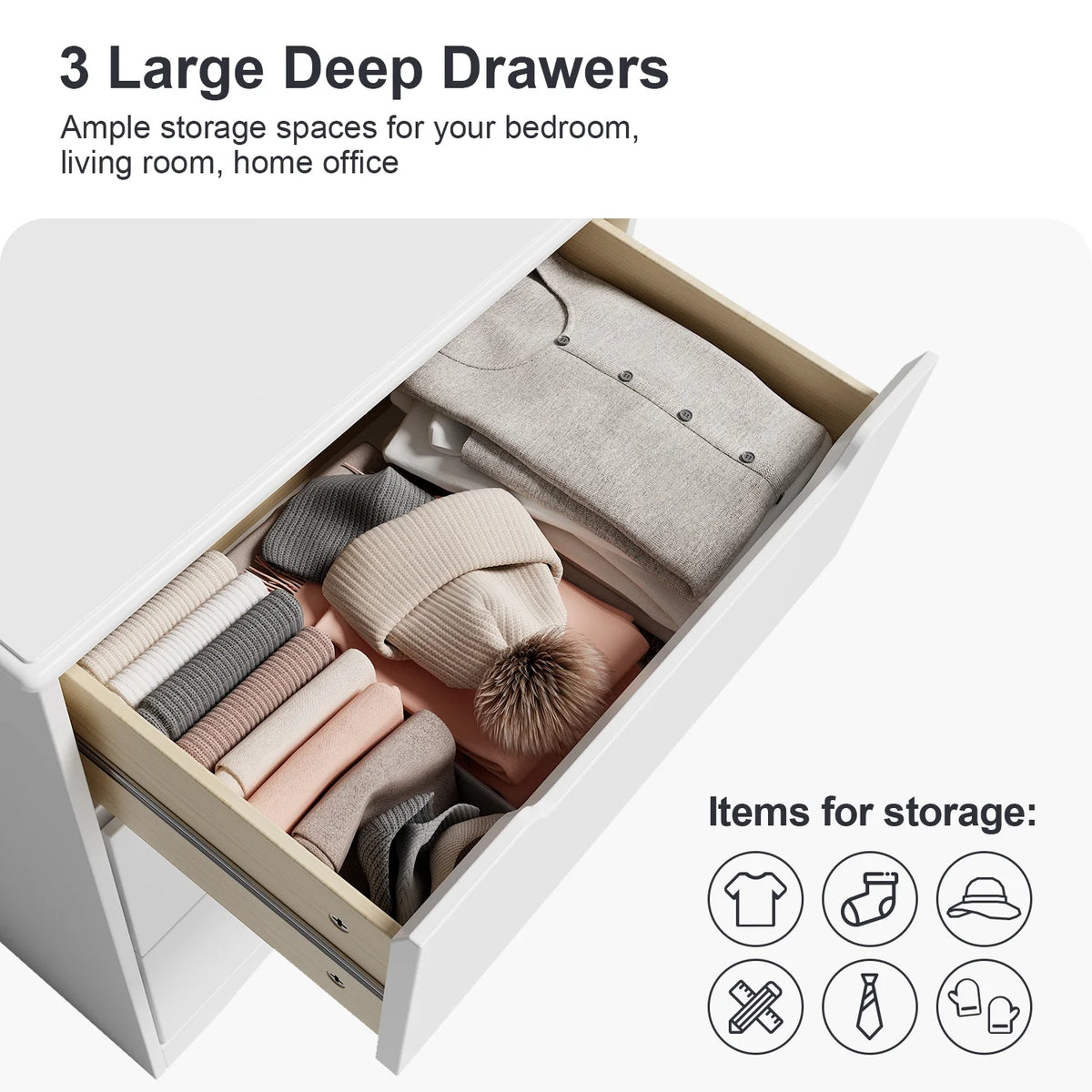 White 3 Drawer Wood Dresser J326800