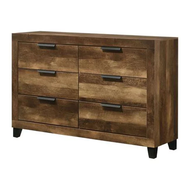 Rustic Oak Finish Manufactured Wood Six Drawers Dresser I60346