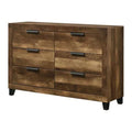 Rustic Oak Finish Manufactured Wood Six Drawers Dresser I60346