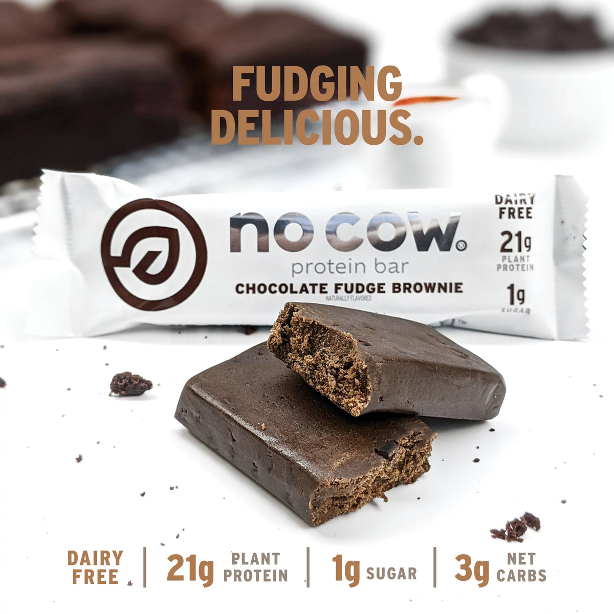 Vegan Protein Bars Chocolate Fudge Brownie Box of 12 Q6326
