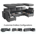 Dark Gray Modular Sectional Sofa with Storage J642223