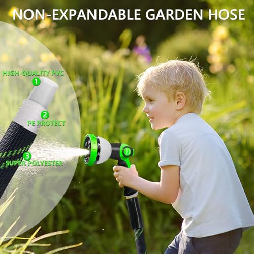 25 FT Non-Expandable Heavy-Duty Water Hose with 10-Function Nozzle W573261