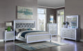 5pc King Size Upholstered Bed Dresser Mirror Nightstand Set G28323